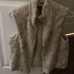 Aqua faux fur vest